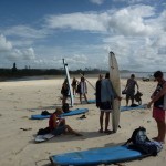 Net aangekomen op het strand